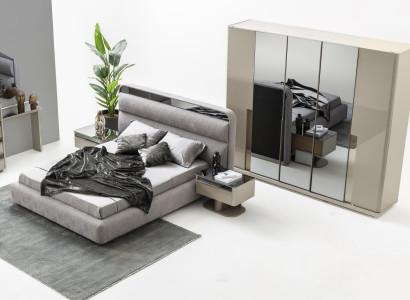 Stilvolles Schlafzimmer-Set mit Bett Nachttischen und Kleiderschrank