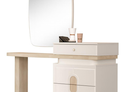 Stilvoller Beiger Schminktisch Edler Spiegel Frisiertisch Möbel 2tlg