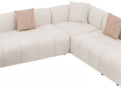 Designer Beiges Ecksofa Luxus Stoffsofa Wohnzimmer Couchen