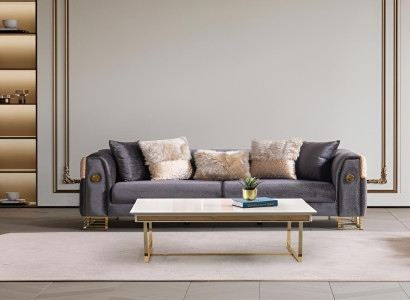 Elegante Wohnzimmer Couchgarnitur Designer Beige 3-Sitzer Sofas 3tlg