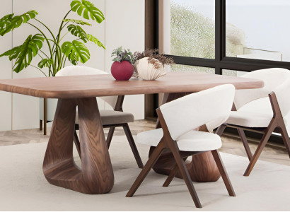 Beige Stoffstühle Esszimmermöbel Holzfüße Exklusives Stuhl-Set