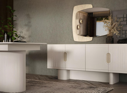 Elegantes Sideboard Stilvoller Spiegel Wohnzimmer Ablageanrichte