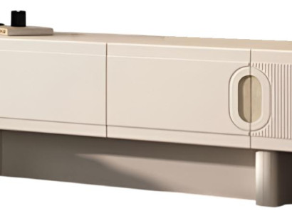 Modernes Beiges TV-Lowboard Designer Wohnzimmer Holz Anrichte