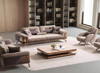 Exklusive Braune Couchgarnitur 2x Designer Sessel 2x Polstersofas