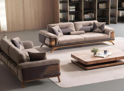 Exklusives Braunes Sofa-Set Designer Polstersofas Designer 3-Sitzer