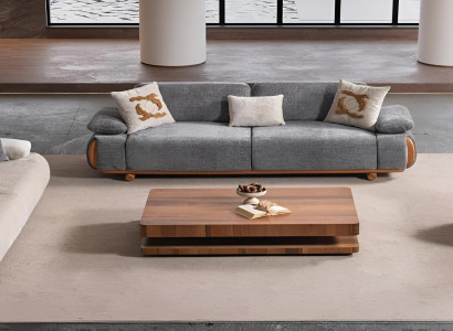 Luxuriöses Beige-Graues Couch-Set Designer Polster 3-Sitzer Sessel