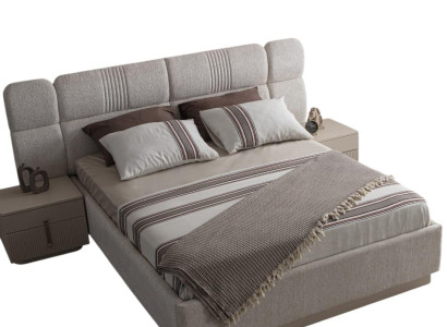 Edles Graues Polsterbett Designer Stauraumbett Schlafzimmer Möbel