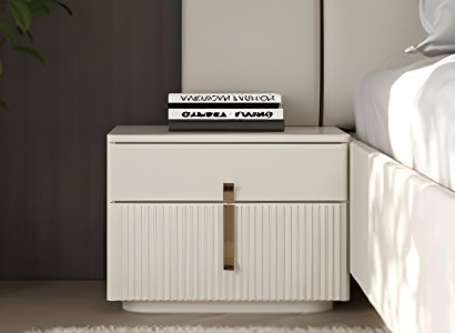 Eleganter Nachttisch mit geripptem Design und goldenem Griff Hochwertig Möbel