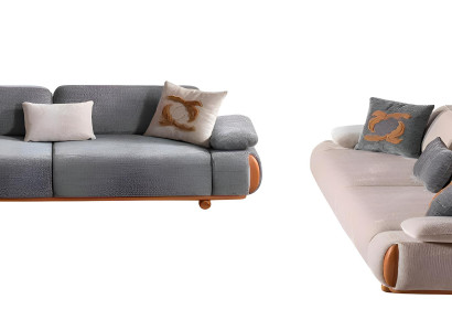 Elegante Wohnzimmer Sofagarnitur Grauer 3-Sitzer Edles Textilsofa