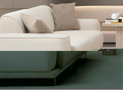 Modernes Wohnzimmer-Set – Beiger Stoff-3-Sitzer Sofa und Holz-Beistelltisch