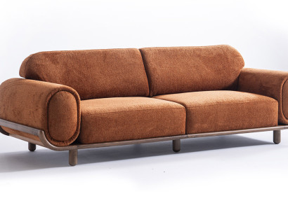 Moderner Oranger Dreisitzer Luxuriöses Designsofa Polstercouchen
