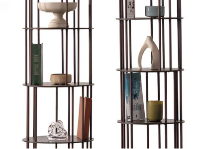 Modulares Regal mit offenen Fächern und schlanker Metallstruktur
