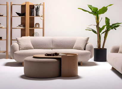 Moderne Beige Wohnzimmer Sofagarnitur Designer 3-Sitzer Textil Möbel