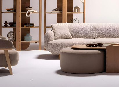 Moderne Beige Wohnzimmer Sitzgarnitur Polster 3-Sitzer Textilsessel