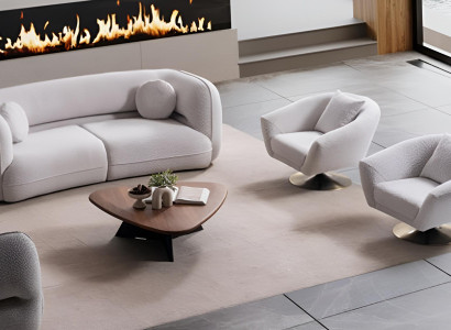 Graue Polstergarnitur Modernes 3-Sitzer Sofa 2x Polstersessel 3tlg