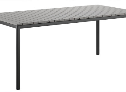 Grauer Holztisch Designer Metallgestell Exklusiver Gartentisch Möbel