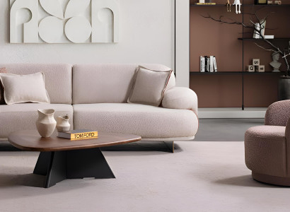 Stilvolles Wohnzimmer-Set – Beiger 3-Sitzer Sofa und Brauner Sessel