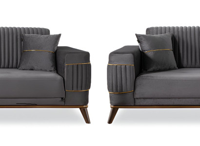 Luxuriöses Graues Sofa-Set Designer 3-Sitzer Moderne Polstersofas