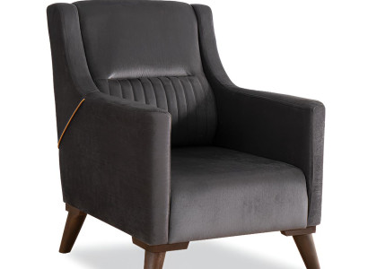 Eleganter Schwarzer Stoffsessel Designer Holzfüße Relaxsessel Möbel