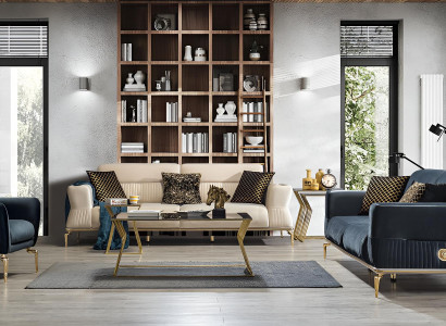 Luxuriöse Wohnzimmer Polstergarnitur Designer Stoffsofas Sessel