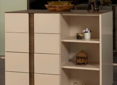 Beige Schlafzimmer Staukommode Designer 6-Schubladen Holzkommode