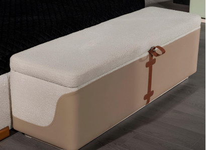 Schlafzimmer Beige Sitzbank Luxuriöse Textil Aufbewahrungstruhe