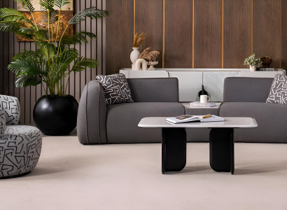 Graue Wohnzimmer Textilgarnitur Stilvoller Polster 3-Sitzer Sessel