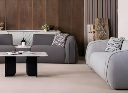 Graues Sofa-Set Designer Stoffcouch Moderne Wohnzimmer Polstermöbel
