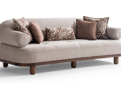 Beiger Polster Dreisitzer Wohnzimmer Designer Textilsofa Sitzsofa