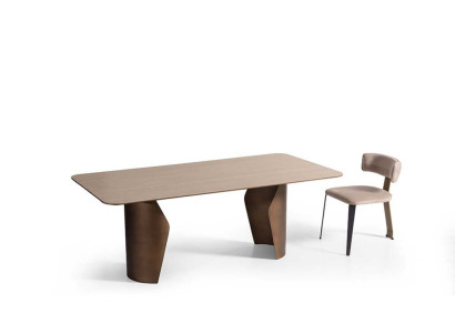 Exklusiver Brauner Rechteckiger Esstisch Designer Holz Küchentische