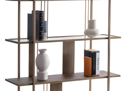 Luxuriöses Bücherregal mit Holz und Metall in modernem Stil