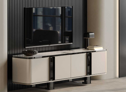 Moderne TV-Konsole mit elegantem Design und stilvollen Türen