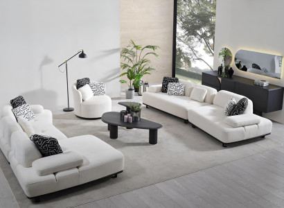 Elegantes Sofas-Set mit schwarzen Kissen und stilvollem Design luxuriöse Möbel