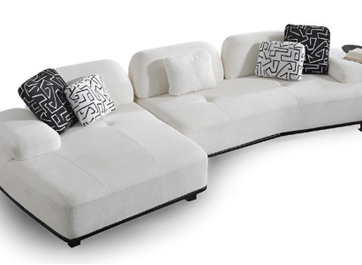 Elegantes weiß Ecksofa mit modernen Kissen luxuriöse Hochwertig  Möbel luxuriöse