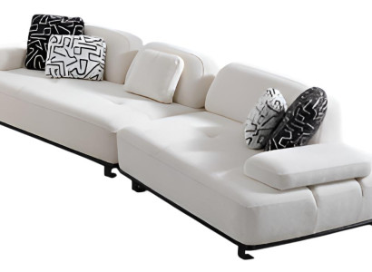 Moderne 4-Sitzer Sofa in Weiß mit Schwarz-Weiß Kissen luxuriöse Möbel Hochwertig