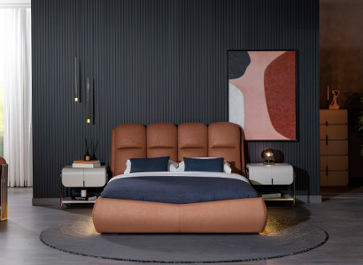 Komplettes Schlafzimmer Set Doppelbett Nachttische Schränke Hocker