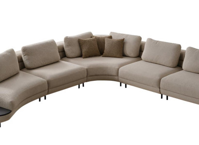 Beiges Ecksofa Designer Polstercouch Wohnzimmer L-Form Textilsofas