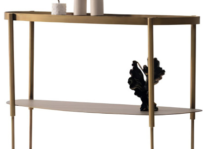 Eleganter Konsolentisch mit marmorierter Oberfläche und Metallrahmen