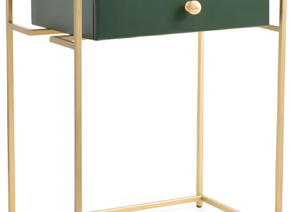 Eleganter Konsolentisch mit grüner Schublade und goldfarbenem Rahmen