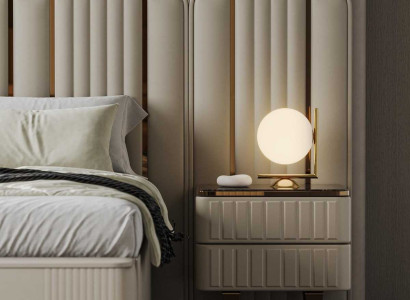 Moderner Nachttisch mit Metallakzenten und Schubladen zur Aufbewahrung