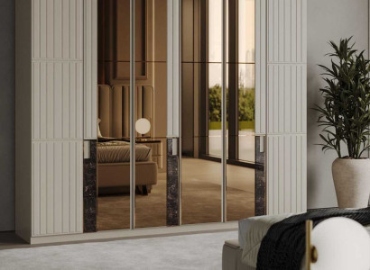 Stilvoller Beiger Kleiderschrank Schlafzimmer Aufbewahrungsschrank