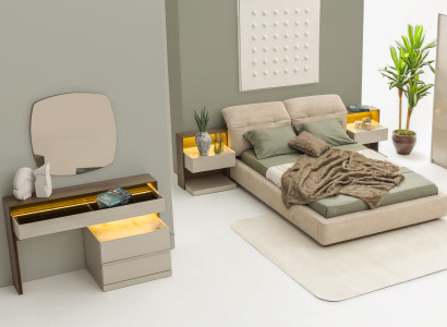 Elegantes 5-tlg. Schlafzimmer-Set mit Bett Spiegel & Schminktisch