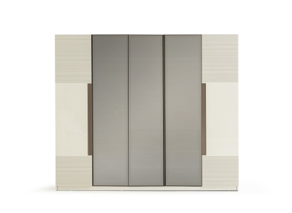 Eleganter Kleiderschrank in Beige mit viel Stauraum und modernem Design
