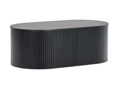 Eleganter ovaler Couchtisch mit vertikalen Streifen in Schwarz