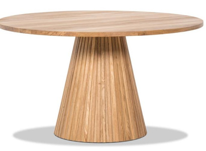 Eleganter Esstisch mit rundem Tischplatte und konischer Basis