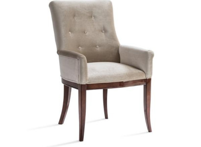 Eleganter Sessel mit Armlehnen und klassischer Knopfheftung in Beige
