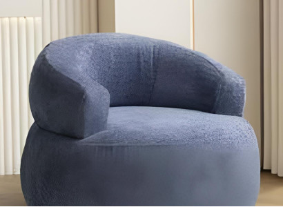 Blauer Rundsessel Designer Wohnzimmer Einsitzer Edle Polstermöbel