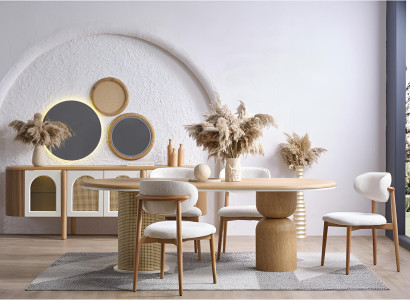 Moderner braun ovaler Esstisch aus Holz Hochwertig Möbel luxuriöse Hochwertig