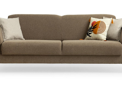 Taupe Wohnzimmer Polstercouch Designer 3-Sitzer Sofa Holzgestell