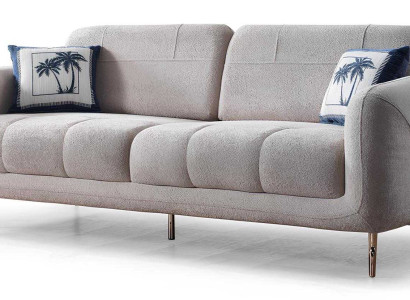 Elegantes 3-Sitzer Sofa mit goldenen Akzenten für Ihr Interieur